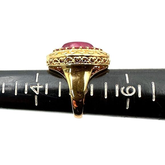 HSN Technibond Womans Ring Ruby Garnet Gold Over Sterling Silver Size 5 Petite - Picture 3 of 4
